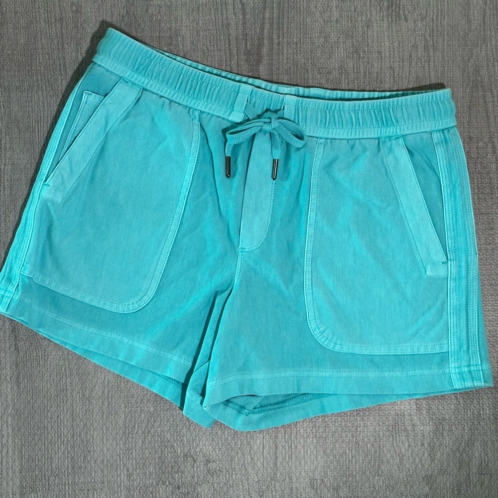Athleta Farallon shorts women size small turquoise drawstring front NEW no tags